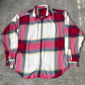 Eddie Bauer Plaid Button Down Long Sleeves 100% Cotton Size Large